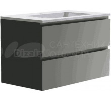 Тумба с раковиной Астра-Форм Альфа 90 подвесная, 2 ящика, серая