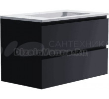 Тумба с раковиной Астра-Форм Альфа 90 подвесная, 2 ящика, черная