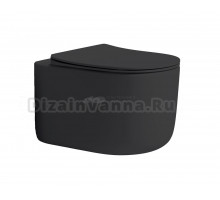 Унитаз подвесной Boheme Flow 969-SET-B безободковый, с микролифтом, матовый черный