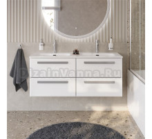 Тумба под раковину без столешницы Cezares Eco Cer-N 120 4 ящика, bianco lucido, ручки серые