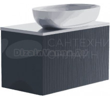 Тумба с раковиной Астра-Форм М-40 Slim 80 подвесная, 1 ящик, серо-голубая