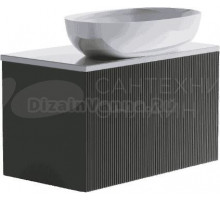 Тумба с раковиной Астра-Форм М-40 Slim 80 подвесная, 1 ящик, серая