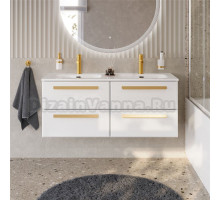 Тумба под раковину без столешницы Cezares Eco Cer-N 120 4 ящика, bianco lucido, ручки сатиновое золото