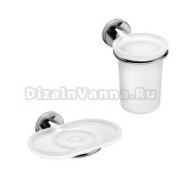 Набор Стакан Colombo Design Basic + Мыльница B2701 настенная, стеклянная, белая, хром