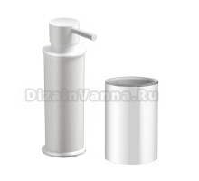 Набор Стакан Colombo Design Plus W4941.BM белый, стеклянный + Дозатор W4980.BM настольный, белый