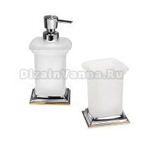 Набор Стакан Colombo Design Portofino B3241, хром/золото + Дозатор B9326, хром/золото