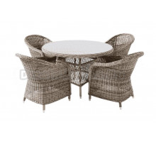 Комплект садовой мебели 5 в 1 4SiS Равенна стол Эспрессо, 4 кресла Равенна, соломенный