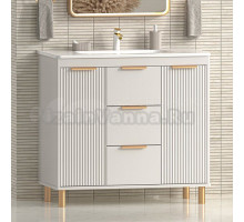 Тумба с раковиной Brevita Risacca 90 напольная, 2 дверцы, 3 ящика, crema