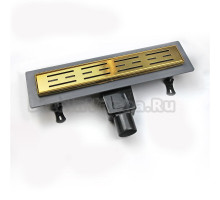 Душевой трап (лоток) RGW Drain Leo 30Gb 40 см, решетка золото brush, с сифоном