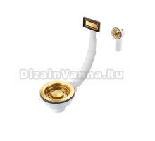 Слив-перелив для кухонной мойки Milacio MC.013.GD 90 мм, брашированное золото, без гидрозатвора