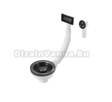 Слив-перелив для кухонной мойки Milacio MC.013.MB 90 мм, матовый черный, без гидрозатвора