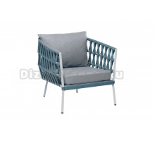 Садовое кресло 4SiS Диего каркас светло-серый (RAL7035) муар, роуп бирюзовый, ткань светло-серая
