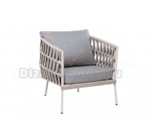 Садовое кресло 4SiS Диего каркас светло-серый (RAL7035) муар, роуп бежевый, ткань светло-серая