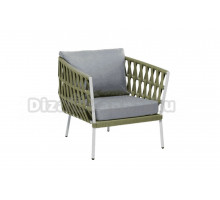 Садовое кресло 4SiS Диего каркас светло-серый (RAL7035) муар, роуп салатовый, ткань светло-серая