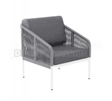 Садовое кресло 4SiS Канны каркас белый муар, роуп светло-серый, ткань серая 017