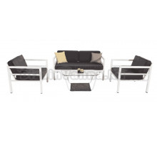 Комплект садовой мебели 5 в 1 4SiS Эстелья 4 персоны, столешница молочная, каркас белый, ткань темно-серая