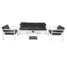 Комплект садовой мебели 4 в 1 4SiS Эстелья 5 персон, столешница молочная, каркас белый, ткань темно-серая