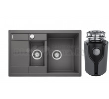 Комплект Мойка Blanco Metra 6 S Compact, темная скала + Измельчитель KUCHENSTERN Muhle
