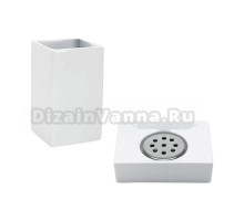 Набор Стакан Spirella Quadro 1000152 + Мыльница 1000154 белая