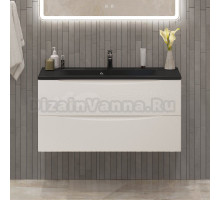Тумба с раковиной BelBagno Marino 100 подвесная, bianco lucido, черная раковина