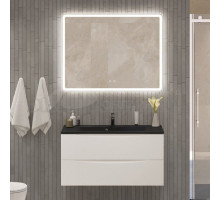 Мебель для ванной комнаты BelBagno Marino 100 подвесная, bianco lucido, черная раовина