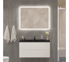 Мебель для ванной комнаты BelBagno Marino 100 подвесная, bianco opaco, черная раовина