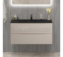 Тумба с раковиной BelBagno Marino 100 подвесная, crema opaco, черная раковина
