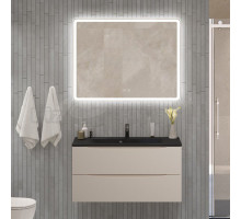 Мебель для ванной комнаты BelBagno Marino 100 подвесная, crema opaco, черная раовина