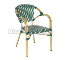 Садовый стул 4SiS Кабри каркас бежевый, ротанг бело-зеленый