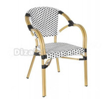 Садовый стул 4SiS Кабри каркас бежевый, ротанг черно-белый