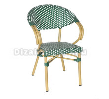 Садовый стул 4SiS Грас каркас бежевый, ротанг бело-зеленый