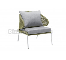Садовое кресло 4SiS Милан каркас светло-серый (RAL7035) муар, роуп салатовый меланж, ткань светло-серая