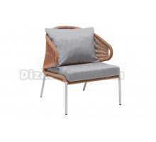 Садовое кресло 4SiS Милан каркас светло-серый (RAL7035) муар, роуп оранжевый меланж, ткань светло-серая