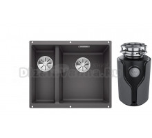 Комплект Мойка Blanco Subline 340/160-U, темная скала, правая + Измельчитель KUCHENSTERN Muhle