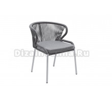 Садовый стул 4SiS Милан каркас белый муар, роуп светло-серый, ткань светло-серая