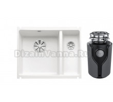 Комплект Мойка Blanco Subline 350/150-U, белая + Измельчитель KUCHENSTERN Muhle