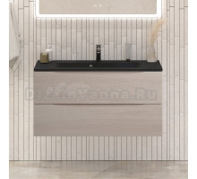 Тумба с раковиной BelBagno Marino 100 подвесная, rovere grigio, черная раковина