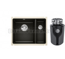 Комплект Мойка Blanco Subline 350/150-U, черная + Измельчитель KUCHENSTERN Muhle