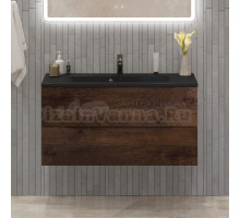 Тумба с раковиной BelBagno Marino 100 подвесная, rovere moro, черная раковина