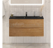 Тумба с раковиной BelBagno Marino 100 подвесная, rovere nature, черная раковина