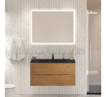 Мебель для ванной комнаты BelBagno Marino 100 подвесная, rovere nature, черная раовина