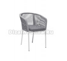 Садовый стул 4SiS Марсель каркас белый муар, роуп светло-серый, ткань светло-серая