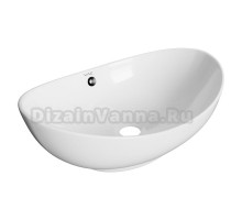 Раковина накладная на столешницу WAVE Star 590*390*195 ш*г*в с переливом,белый,овал