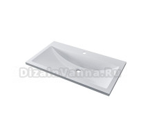 Мебельная раковина Uperwood Self 81 накладная, глянцевая белая, прямоугольная, литьевой мрамор