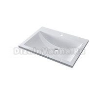 Мебельная раковина Uperwood Self 60 накладная, глянцевая белая, прямоугольная, литьевой мрамор