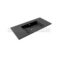 Мебельная раковина Uperwood Megan 100 накладная, матовая черная, прямоугольная, литьевой мрамор