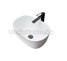 Накладная раковина GID Creativo N9302wg 45 матовая белая, белый графит, овальная, фаянс