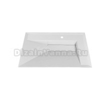 Мебельная раковина Uperwood Lotus Premium 80 накладная, глянцевая белая, прямоугольная, литьевой мрамор, со скрытым сливом