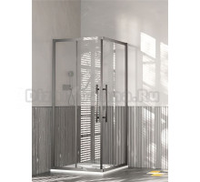 Душевой уголок, душевое ограждение Esbano Flex ESF-100KV-GM ESOGF100KVGM 100х100 см с двумя раздвижными дверками, квадратный, профиль оружейная сталь (Gun Metal) стекло прозрачное 6 мм, без поддона