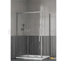 Душевой уголок, душевое ограждение Esbano Flex ESF-129PS-GM ESOGF108PSGM 120х90 см с одной раздвижной дверкой, прямоугольный, профиль оружейная сталь (Gun Metal), стекло прозрачное 6 мм, без поддона